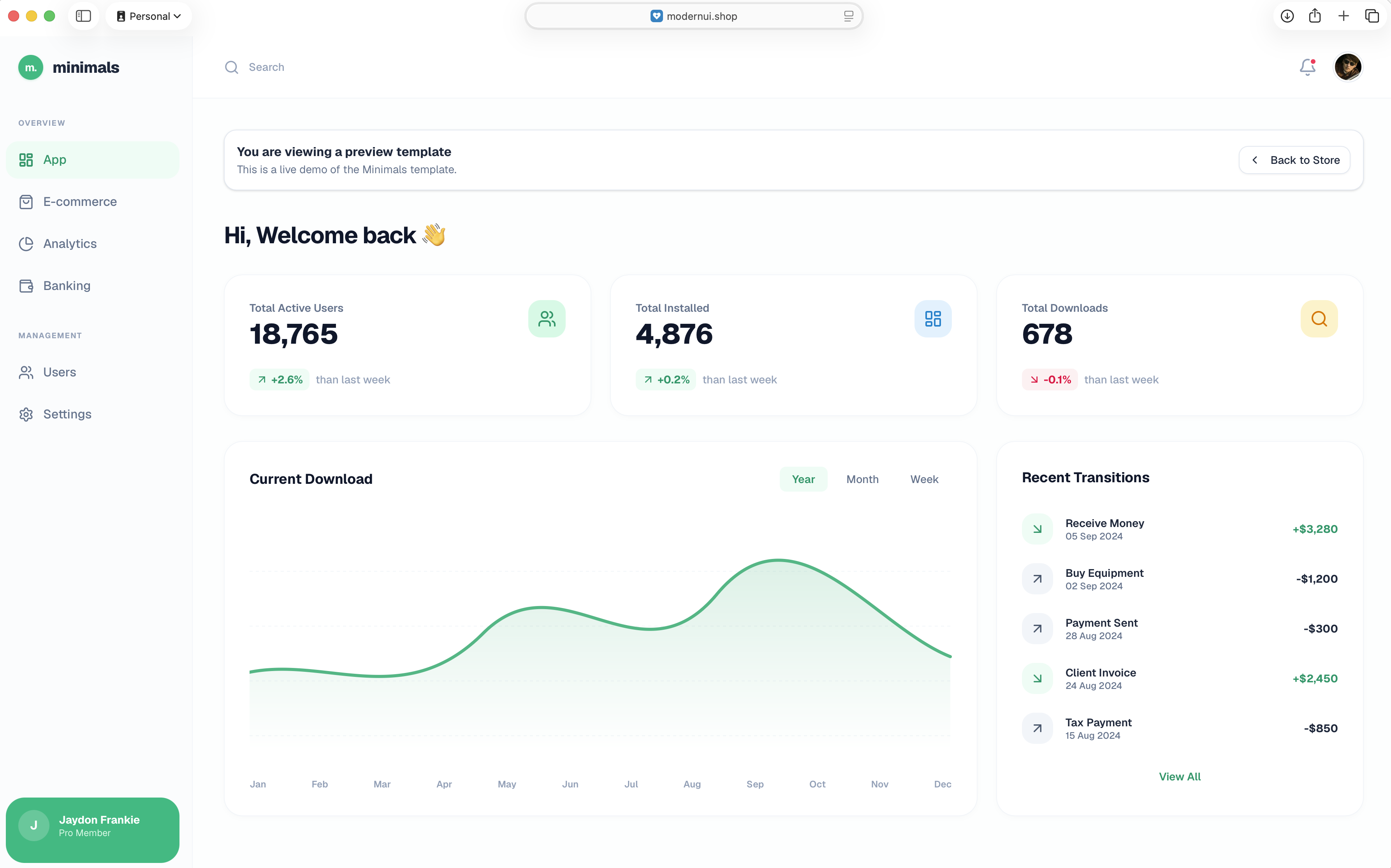 Minimals - Clean Dashboard UI