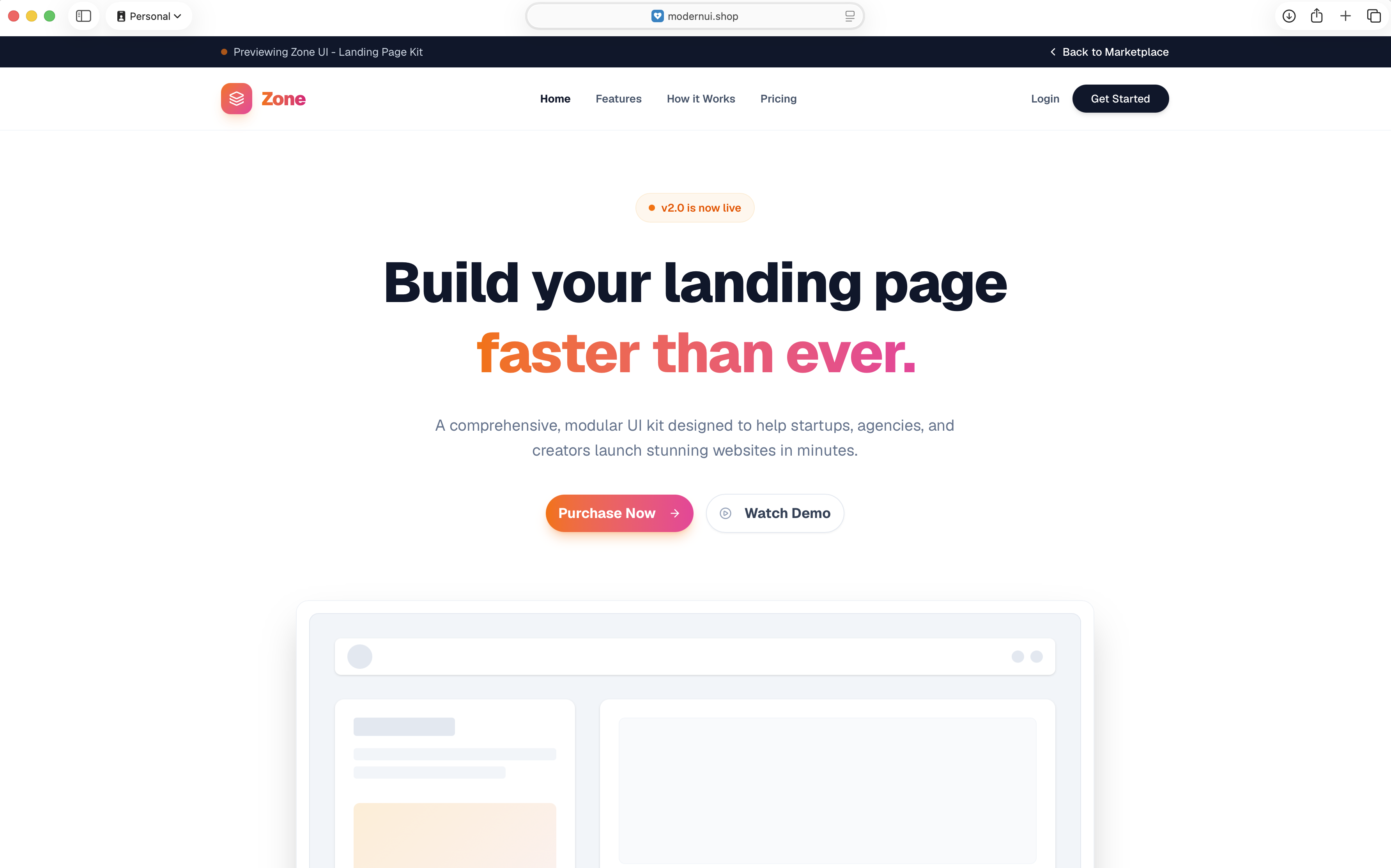 Zone UI - Landing Page Kit